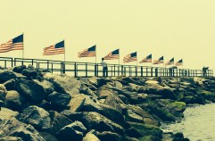 Flags at Penfield Beach, Fairfield, CT