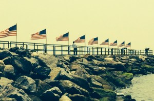 Flags at Penfield Beach, Fairfield, CT