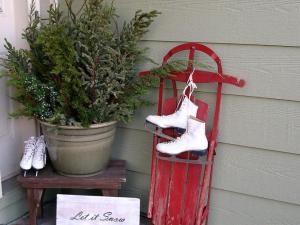 Charming winter porch display