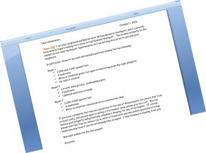 Sample letter to homeowners